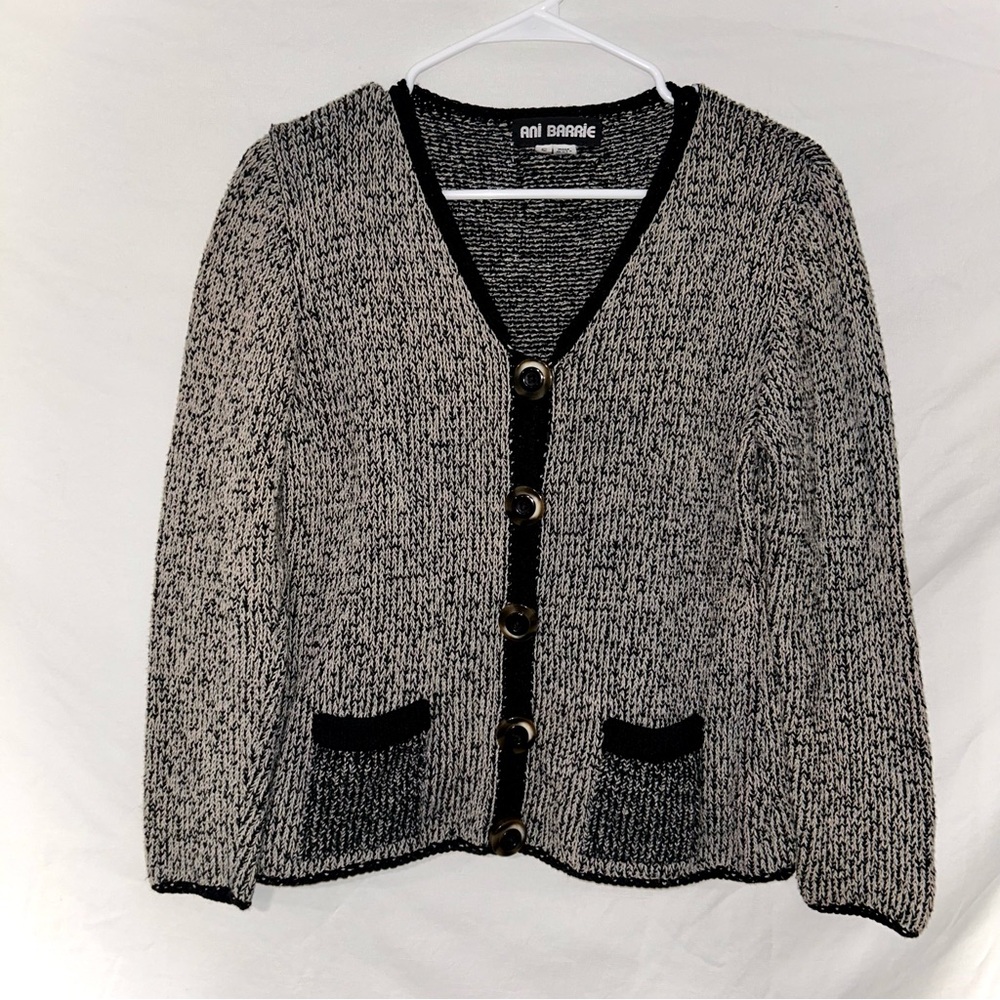 Ani Barrie Vintage 90’s Grunge Art Black and Tan Cardigan Sweater